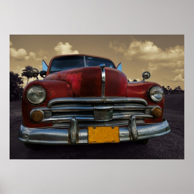 Klassisches amerikanisches Auto in Vinales, Kuba Poster (Vorne)