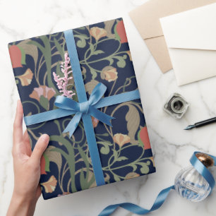 Klassisches Antik-Blau-Jugendstil-Blumenmuster Geschenkpapier