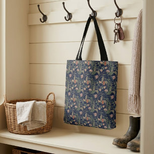 Klassisches Antikblau im Jugendstil-Blumenmuster Tasche