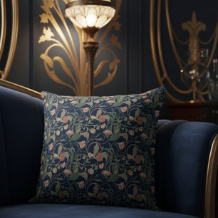 Klassisches antikes blaues Jugendstil-Muster Kissen
