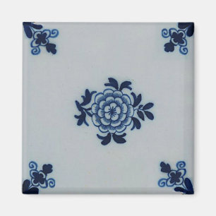 Klassisches Antiquariat Delft Blue Tile - Blumenmo Magnet