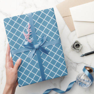 Klassisches Aquamarin-blaues Karo-Muster Geschenkpapier