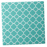 Klassisches Aquamarin marokkanisches Muster Fliese<br><div class="desc">Nutzen Sie diese cool türkisfarbene marokkanische Kulisse, um Ihre eigenen Gegenstände mit Ihren Initialen zu personalisieren oder um sie für Ihre eigenen Bedürfnisse zu personalisieren. Da das Muster tatsächlich transparent ist, können Sie die Linienfarben auswechseln! Man kann es für eine weiße und aquamarine Färbung verlassen, oder man kann Ton mit...</div>