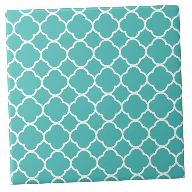 Klassisches Aquamarin marokkanisches Muster Fliese (Turquoise Moroccan Print Pattern)