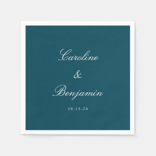 Klassisches Aquamarines Skript Elegant Wedding Cus Serviette