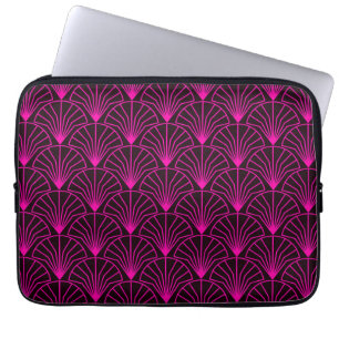 Klassisches Art Deco-Muster in Rosa und Schwarz Laptopschutzhülle