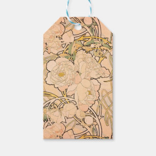 Klassisches Art Nouveau Pfingstrosen-Gartenmuster Geschenkanhänger