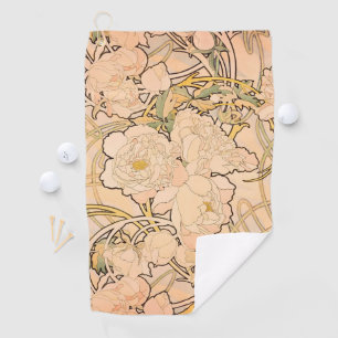 Klassisches Art Nouveau Pfingstrosen-Gartenmuster  Golfhandtuch