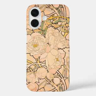 Klassisches Art Nouveau Pfingstrosen-Gartenmuster  iPhone 16 Hülle