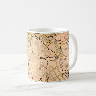 Klassisches Art Nouveau Pfingstrosen-Gartenmuster  Kaffeetasse