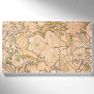 Klassisches Art Nouveau Pfingstrosen-Gartenmuster Namenschild