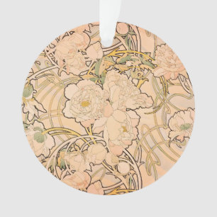 Klassisches Art Nouveau Pfingstrosen-Gartenmuster  Ornament