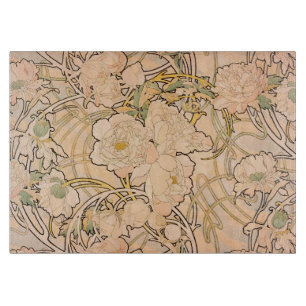 Klassisches Art Nouveau Pfingstrosen-Gartenmuster  Schneidebrett