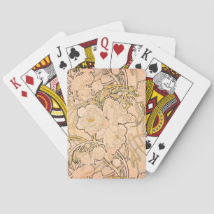 Klassisches Art Nouveau Pfingstrosen-Gartenmuster  Spielkarten