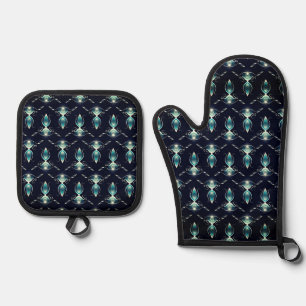 Klassisches Aussehen von blauen Edelsteinen mit le Ofenhandschuh & Topflappen-Set