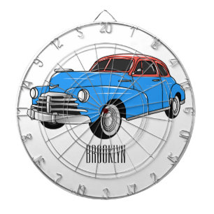 Klassisches Auto 1948 Cartoon-Illustration Dartscheibe