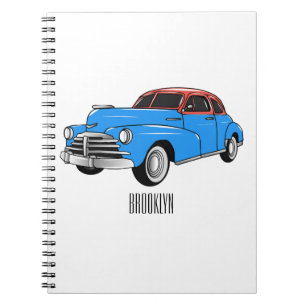Klassisches Auto 1948 Cartoon-Illustration Notizblock
