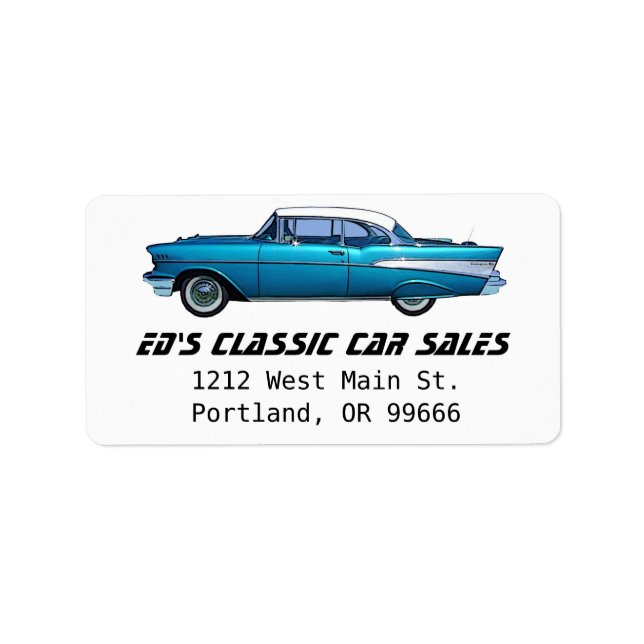 Klassisches Auto 1957 Chevy BelAire Adressaufkleber (Vorne)