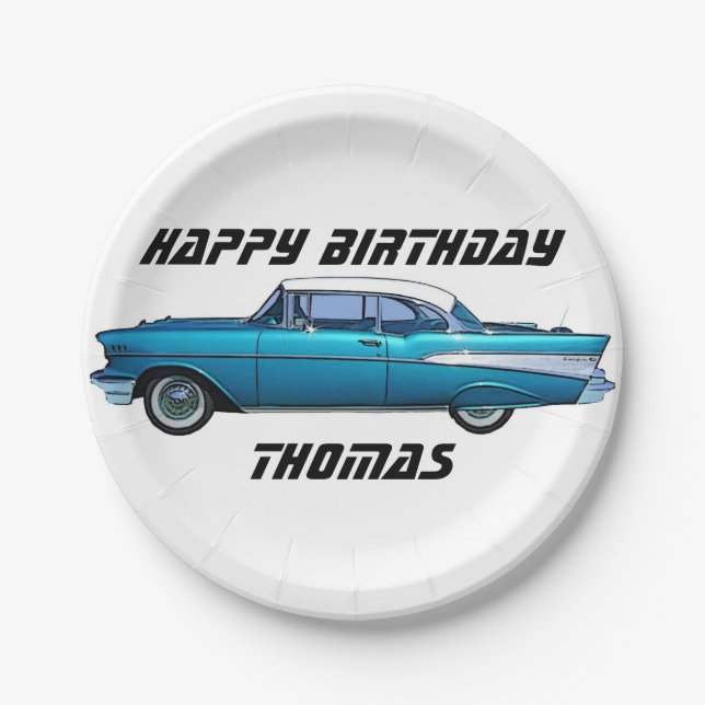 Klassisches Auto 1957 Chevy BelAire Papierplatte Pappteller (Vorderseite)