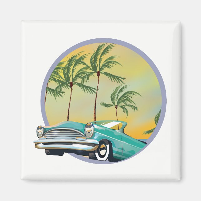 Klassisches Auto bei Dämmerung Magnet (Vorne)