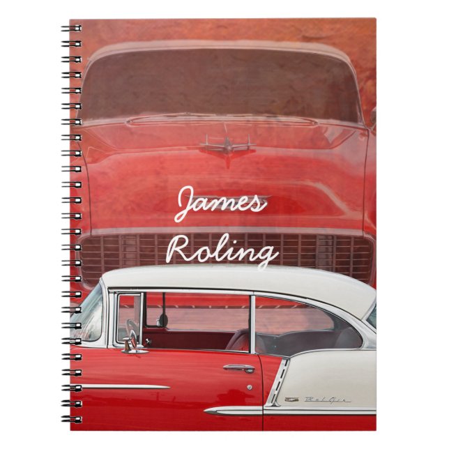 Klassisches Auto Chevy Bel Air rotes weißes Notizblock (Vorderseite)