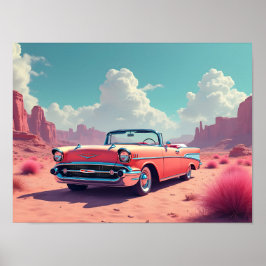 Klassisches Auto in der Wüste Poster