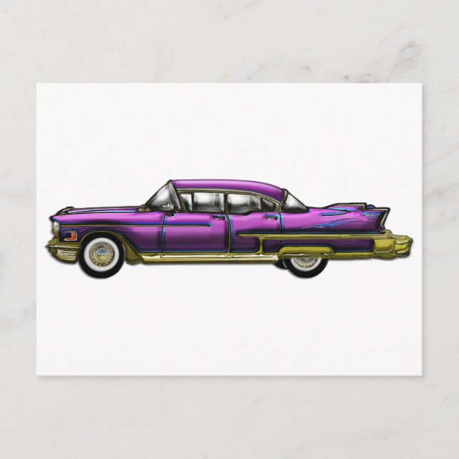 Klassisches Auto mit Finns Postkarte (Vorderseite)