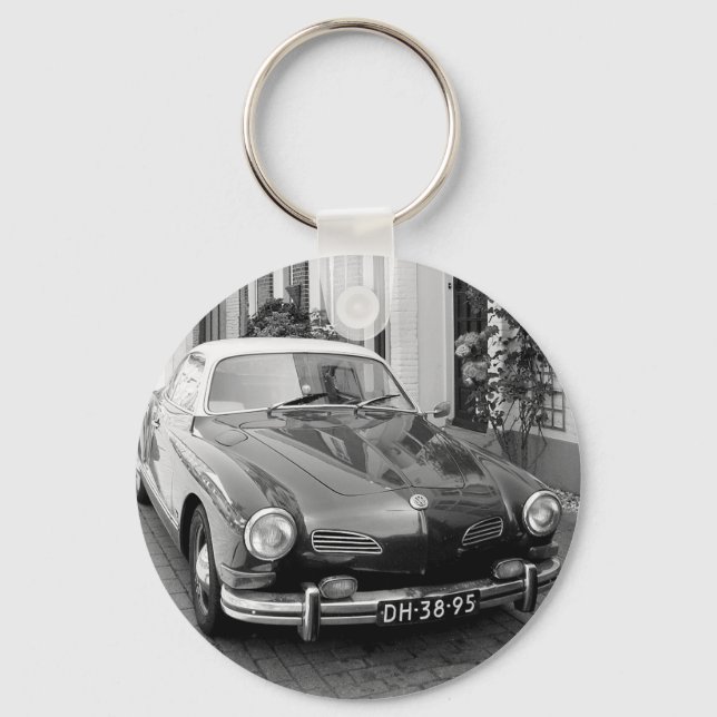 Klassisches Auto schwarz und weiß Schlüsselanhänger (Vorderseite)