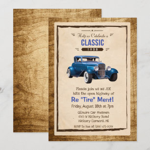 Klassisches Auto Vintage Renten Einladung