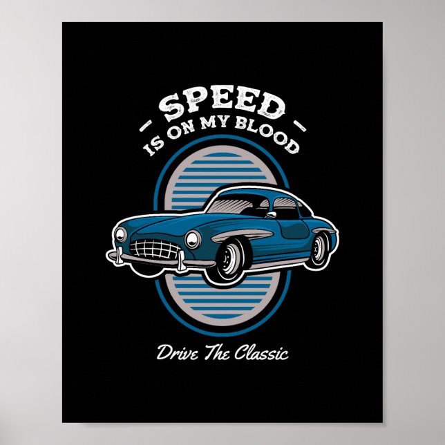 Klassisches Autodesign mit dem Motto 'Geschwindigk Poster (Vorne)