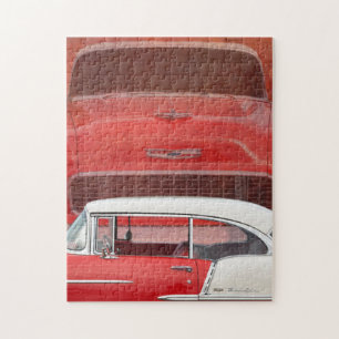 Klassisches Autos Chevy Bel Air Dodge-rotes weiße