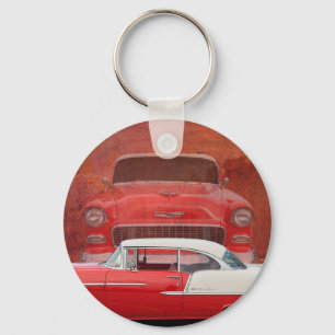 Klassisches Autos Chevy Bel Air Dodge-rotes weiße Schlüsselanhänger