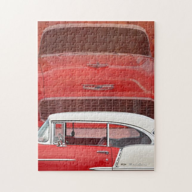 Klassisches Autos Chevy Bel Air Dodge-rotes weißes (Vertikal)