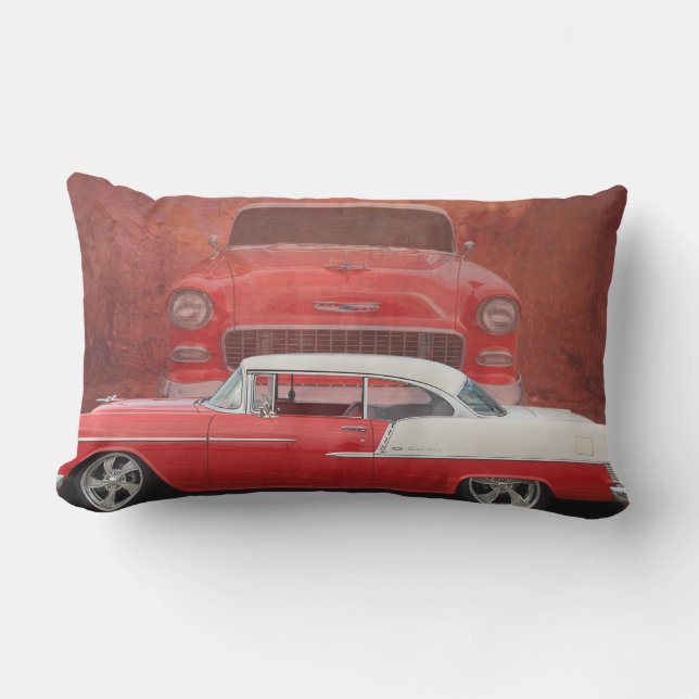 Klassisches Autos Chevy Bel Air Dodge-rotes weißes Kissen Für Draußen (Vorderseite)