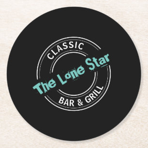 Klassisches Bar & Grill-Logo, Pub/Brauerei Runder Pappuntersetzer