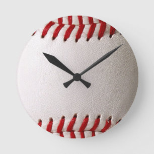 Klassisches Baseball- und Softball-Rotsticken Runde Wanduhr