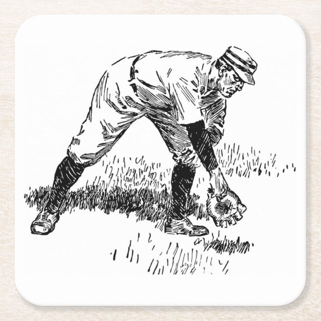 Klassisches Baseball-Untersetzer-Set Rechteckiger Pappuntersetzer (Vorderseite)