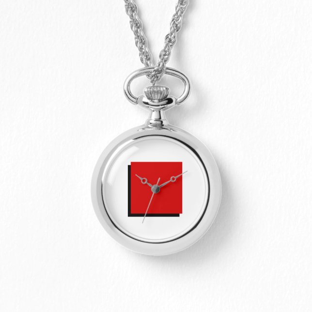 Klassisches Bauhaus Art Roter Platz Necklace Armbanduhr (Vorderseite)