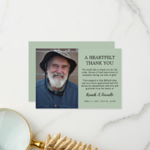 Klassisches Beerdigungs-Herzfoto Dankeskarte