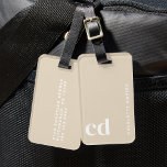 Klassisches Beige Cream Monogram Gepäckanhänger<br><div class="desc">Dieser elegante Beige Creme Monogram Gepäckanhänger ist das perfekte Weihnachtsgeschenk! Ob Sie nach Ideen für Weihnachtsgeschenke für Frauen suchen, oder einzigartige Ideen für ein Coworker-Weihnachtsgeschenk für Frauen, dieser Tag verbindet Eleganz und Praxisnähe. Ideal für diejenigen, die Weihnachtsgeschenke suchen, um Reisen zu erleichtern, ist es auch perfekt für Weihnachtsgeschenke Ideen für...</div>
