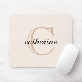 Klassisches Beige-Script-Monogramm Mousepad