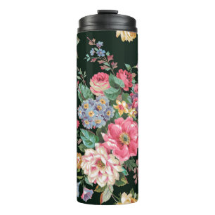 Klassisches beliebtes Blumen-Nahtlosmuster Hinterg Thermosbecher