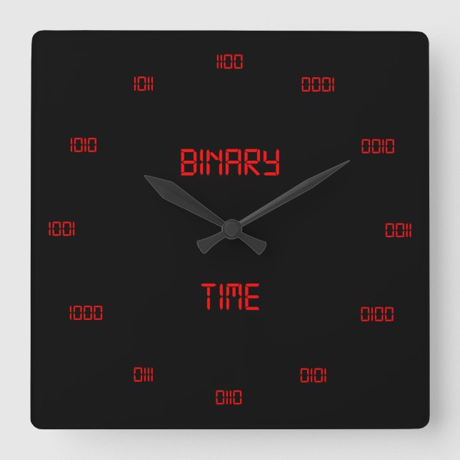 Klassisches binäres Nummerierungssystem Quadratische Wanduhr (Vorderseite)