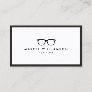 Klassisches Black Eyeglasses Logo Weiß Visitenkarte