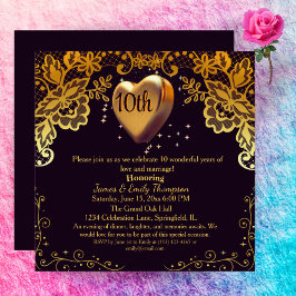 Klassisches Black & Gold-Hochzeitsjubiläum Party Einladung
