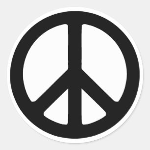 Klassisches Black Groovy Peace Symbol Runder Aufkleber