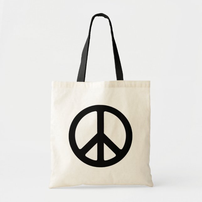 Klassisches Black Groovy Peace Symbol Tragetasche (Vorne)