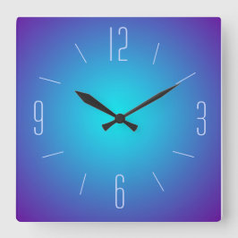 Klassisches blau beleuchtetes Design > Wandleuchte Quadratische Wanduhr