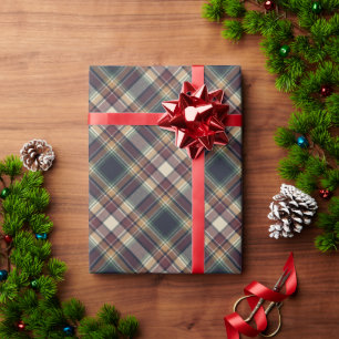 Klassisches Blau-Dunkelgrün-Rot kariertes Geschenk Geschenkpapier