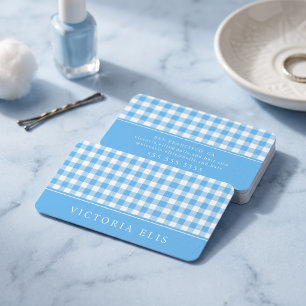 Klassisches Blau Gingham Visitenkarte